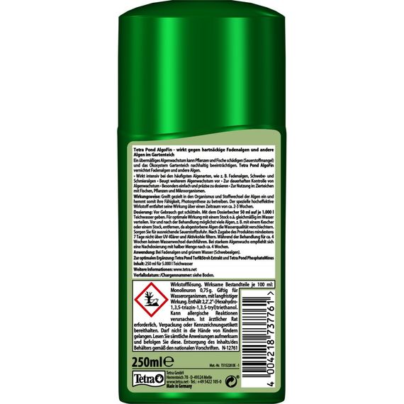Засіб Tetra Pond AlgoFin для ставка для боротьби з ниткоподібними водоростями, 250 мл на 5000 л | Зображення 1