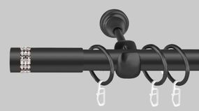 Черный матовый Карниз для штор однорядный металлический 19 мм, Хантос  (комплект) Черный матовый 240 см.