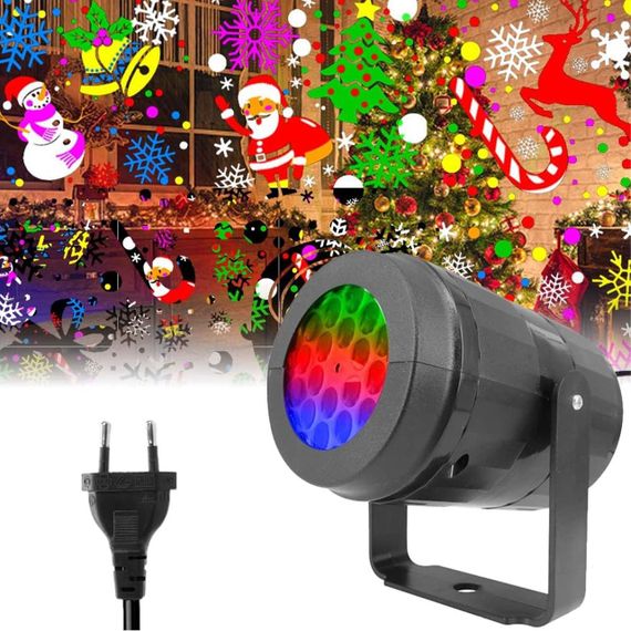 Новогодний вращающийся проектор на 16 слайдов, 1367-3 / Лазерная установка-проектор с кронштейном