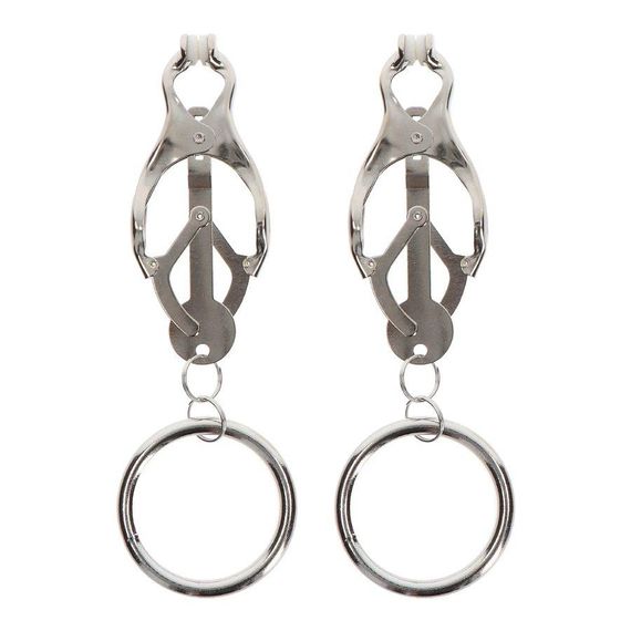 Затискачі-метелики з кільцем Taboom Nipple Play Butterfly Clamps With Ring, сріблясті Sex Aura | Зображення 2
