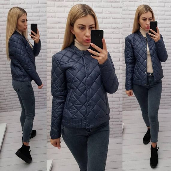 Куртка з ефектом стьобання, арт.310, темно синій | Зображення 3