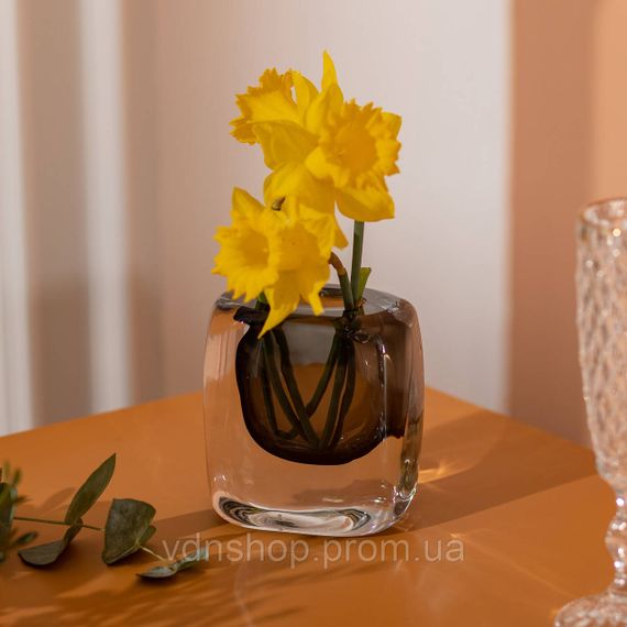 Ваза скляна прозора 10х7х11 см для квітів декоративна 120 мл Сіра HP-10-18 | Зображення 2