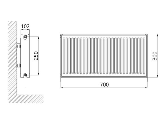 Радиатор стальной Thermo Alliance IMAS 22 тип 300x700 мм боковое подключение (TAI22300700K) | Зображення 1