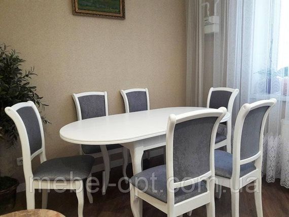 Стіл дерев'яний овальний розкладний колір білий Твіст 126-160х81 см (розкладний) | Зображення 1