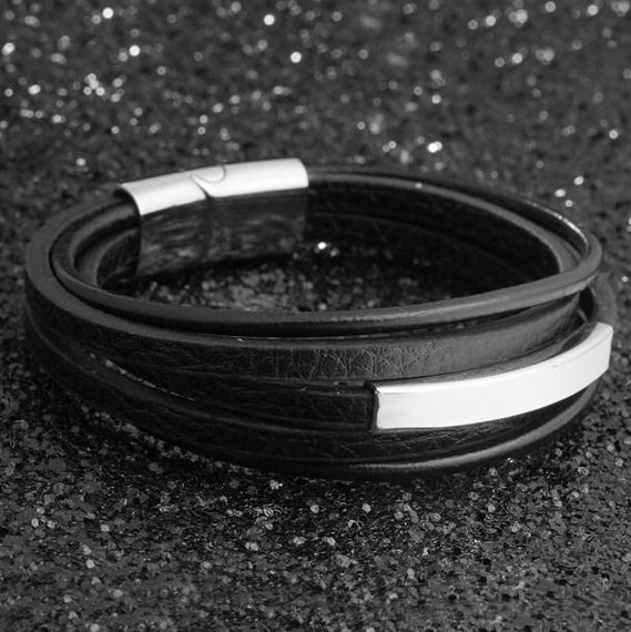 Чоловічий шкіряний браслет Primo Jewelry Punk з магнітною застібкою - Silver | Зображення 2