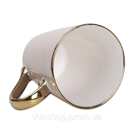 Чашка порцелянова із золотим обідком та позолоченою ручкою 320 (мл) Бежева RX-N240624BE | Зображення 2