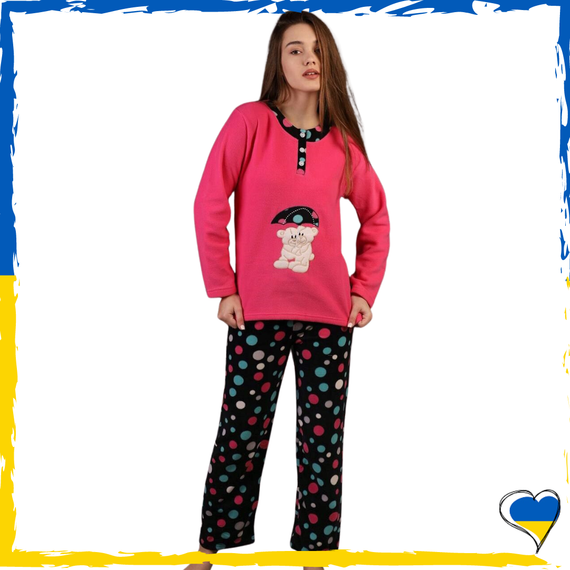 Женская пижама флисовый трикотаж. Пижама женская красная и розовая S, M, L, Xl | Зображення 2