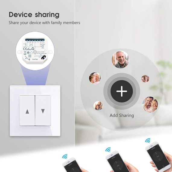 LoraTap SC500W - Умный выключатель WiFi для электрических жалюзи с приложением Smart Life (4 штуки) | Зображення 3