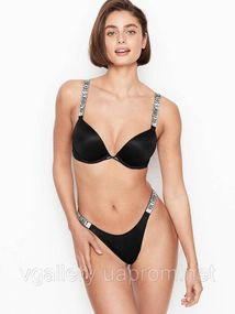 Женский комплект нижнего белья Victoria`s Secret со стразами больших размеров (85Д-90Д) Черный, 80B