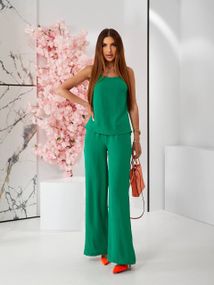 Женский летний костюм майка и брюки креп-жатка, UH379 размер 48, цвет зеленый