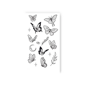 Тату тимчасове 9 Метеликів Tattooshka L-73 Чорний shop (4825800010532)