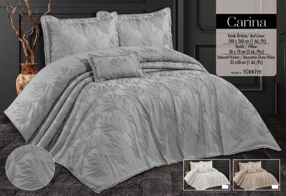 Покривало з бахромою Kayra 240х260 см. Carina сіре | Зображення 1