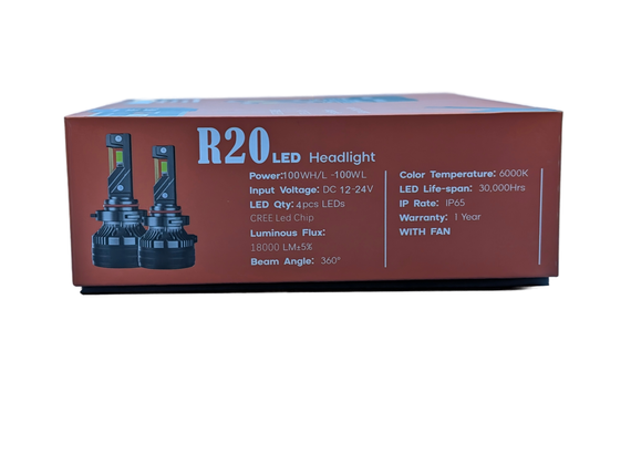 Комплект світлодіодних ламп R20 HB3 (9005) 100W Canbus 6000K 12/24V | Зображення 6