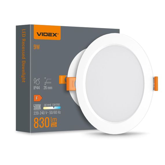 Світлодіодний світильник Back вбудований круглий VIDEX 9W 5000K