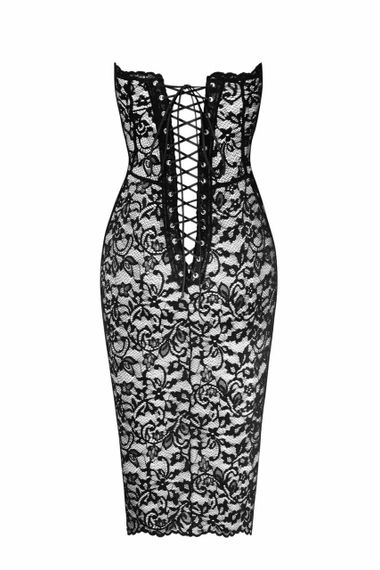 Сукня Noir Handmade F301 Catalyst, 3XL, black, міді, мереживо, відкриті плечі, шнурівка на спині sexstyle | Зображення 5