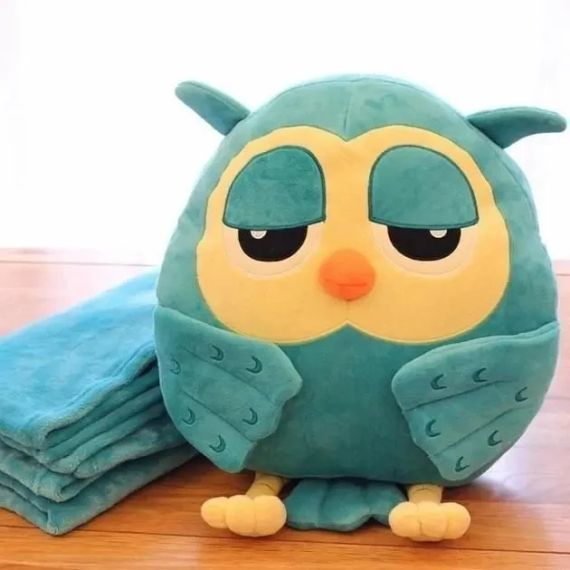 Мягкая игрушка " Happy Baby" Сова плед-подушка трансформер 3 в 1 синий | Зображення 4