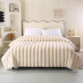 Плед Dushka Home Шиншила в полоску 21773 200х230 см молочный