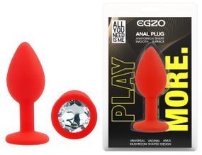 Силіконова анальна пробка EGZO - Silicone Red Round Plug Clear, size S Sex Aura