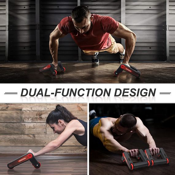 Роллеры для фитнеса и спорта Lutino Wheel rollers push up Bars Workout • Упоры – ролики для отжиманий, пресса | Зображення 1