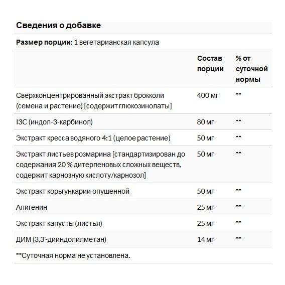 Комплекс для профілактики гормонального балансу Life Extension Triple Action Cruciferous Vegetable Extract 60 Veg Caps LEX-14686 | Зображення 2