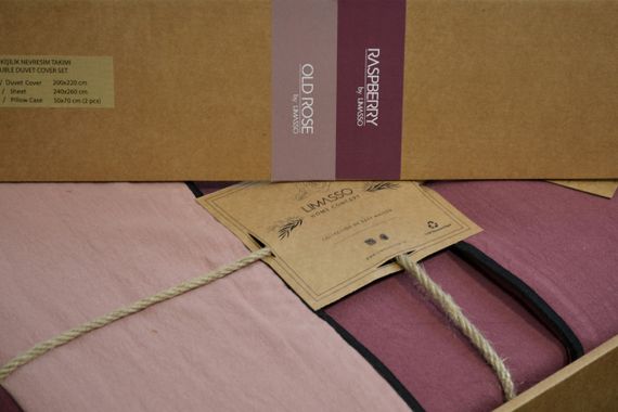 Постільна білизна Limasso Stonewashed Essualte 200 х 220 см Old Rose - Raspberry | Зображення 7