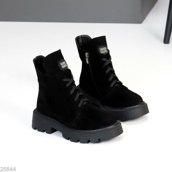 Круті чорні замшеві зимові черевики натуральна замша | Зображення 1