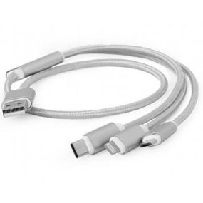 Дата кабель USB 2.0 AM to Lightning + Micro 5P + Type-C 1.0m silver Cablexpert (CC-USB2-AM31-1M-S) (CC-USB2-AM31-1M-S)