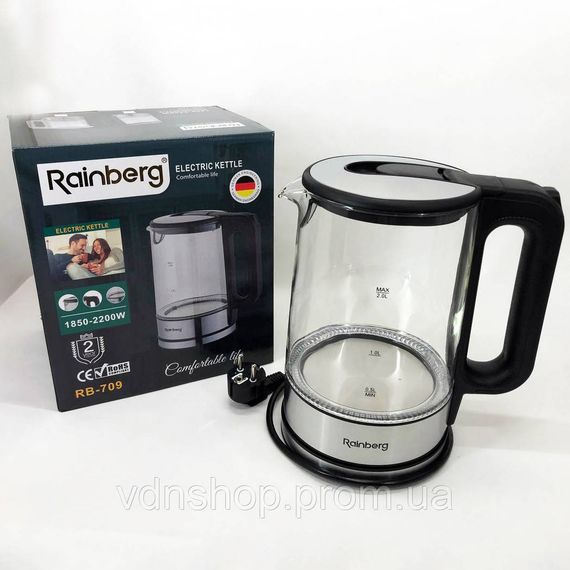 Электрический чайник с индикатором включения Rainberg RB-709, Надежный электрочайник IG-42 | Зображення 5
