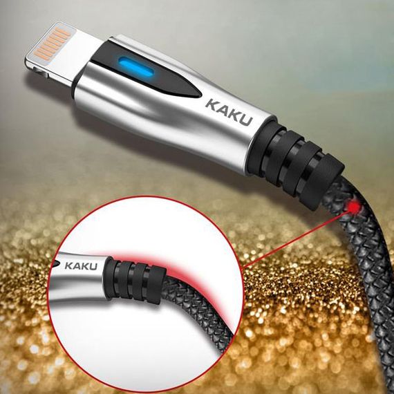 USB кабель Kaku KSC-097 USB - Lightning 1.2m с индикатором - Black | Зображення 2
