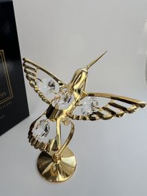 Кришталева мініатюра ручної роботи зі стразами Тропічна колібрі Grand, 11 см
