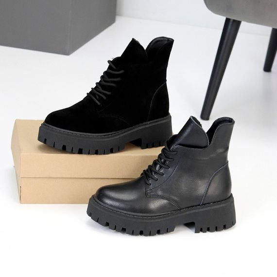 Універсальні чорні шкіряні зимові черевики берці доступна ціна | Зображення 9
