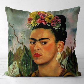 Подушка габардинова з принтом Фрида Кало 40x40 (4P_CASA033)