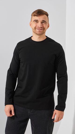 Лонгслів однотонний чоловічий GENUA 2024 5XL Чорний shop (2000990622136)