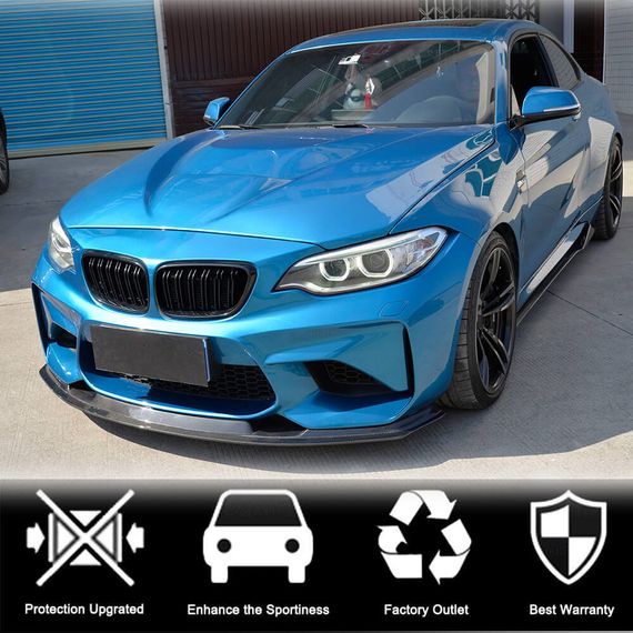 Накладка на передній бампер Lip V1 (для F87 M2, Карбон) для BMW 2 серія F22/23 2014-2021 рр | Зображення 1