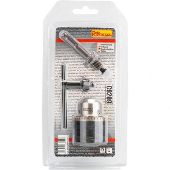 Патрон для дрелі металевий Richmann з ключем та адаптером SDS + 1,5-13 мм 1/2' (C9209)