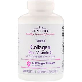 Коллаген 21st Century Super Collagen Plus Vitamin C 6000 mg 180 Tabs
