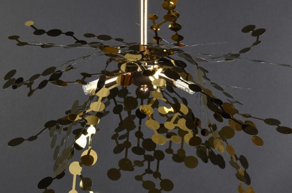 Люстра підвісна на 3 лампочки 27344 Золото 50-200х50х50 см. | Зображення 6