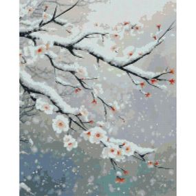Алмазна мозаїка "Цвіт в снігу" DBS1269, 40х50 см