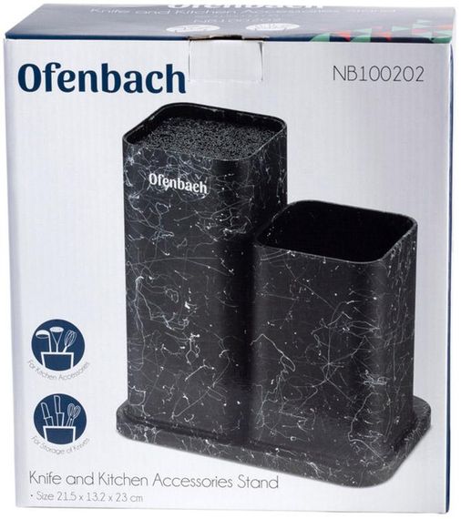 Підставка-колода Ofenbach Black Marble для кухонних ножів і ножиць 21.5х13х23см подвійна | Зображення 4