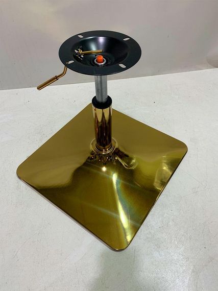 Стілець поворотний із регулюванням висоти Tom 4-GD-Base, на квадратній золотом основі, м'яка оббивка велюр світло-сірий UC-909 | Зображення 7