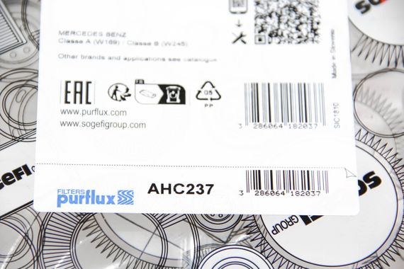 Фільтр салону MB A-class (W169)/B-class (W245) 04-(вугільний), PURFLUX (AHC237) | Зображення 2