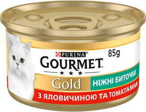 Вологий корм Purina GOURMET GOLD для дорослих котів, яловичина з томатами 85г
