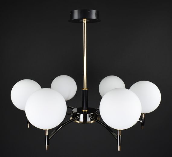 Люстра стельова на 6 лампочок 27899 Чорний 45-75х68х68 см. | Зображення 1