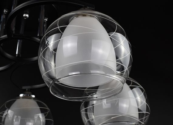 Люстра стельова на 5 лампочок 26944 Чорний 27х52х52 см. | Зображення 1