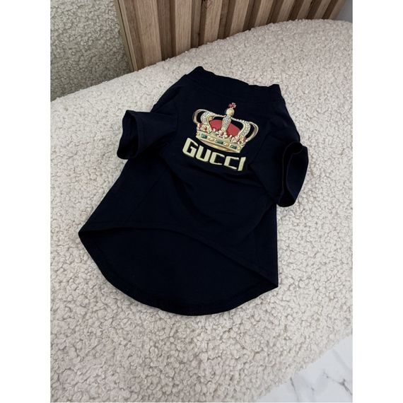 Брендовая футболка для собак и котов Gucci Crown Black Стильная черная одежда для питомцев | Зображення 2