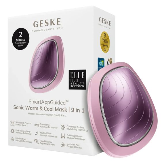 Ультразвуковая маска тепло и холод GESKE Sonic Warm&Cool Mask 9в1 white, Розовый