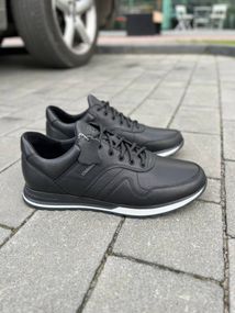 кросівки демісезонні натуральна шкіра преміум Clubshoes колір чорний / білий