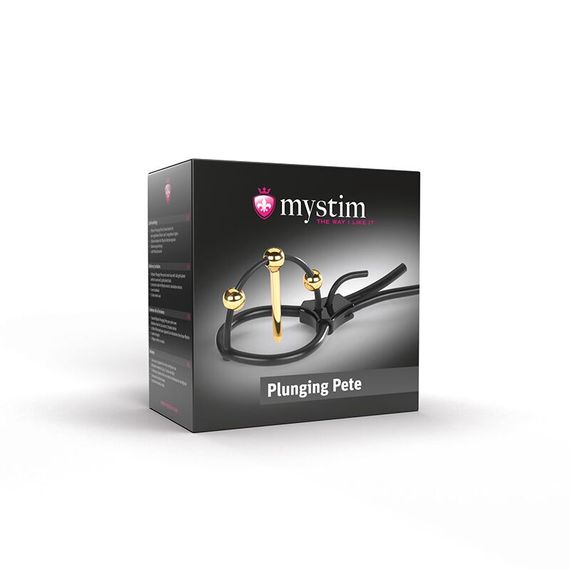 Утяжка для пеніса Mystim Plunging Pete, позолочена, з двома кульками і коротким уретральним зондом | Зображення 4