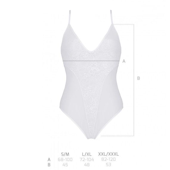 Боді з ажурним декором та відкритим кроком Ursula Body white L/XL — Passion, L/XL | Зображення 4