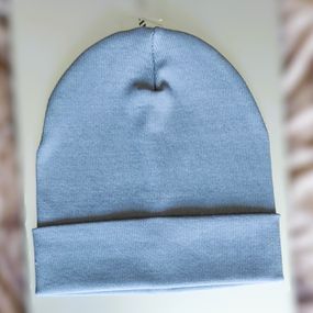 Шапка дитяча рібана сіра подвійна весна 5 - 12 років з відворотом